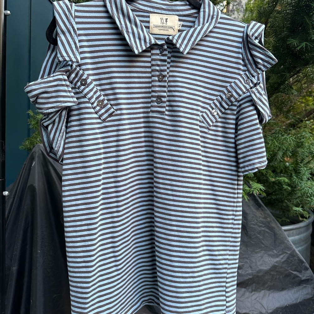 Unisex Fashion Brand Company 3 Collar Striped Polo XS